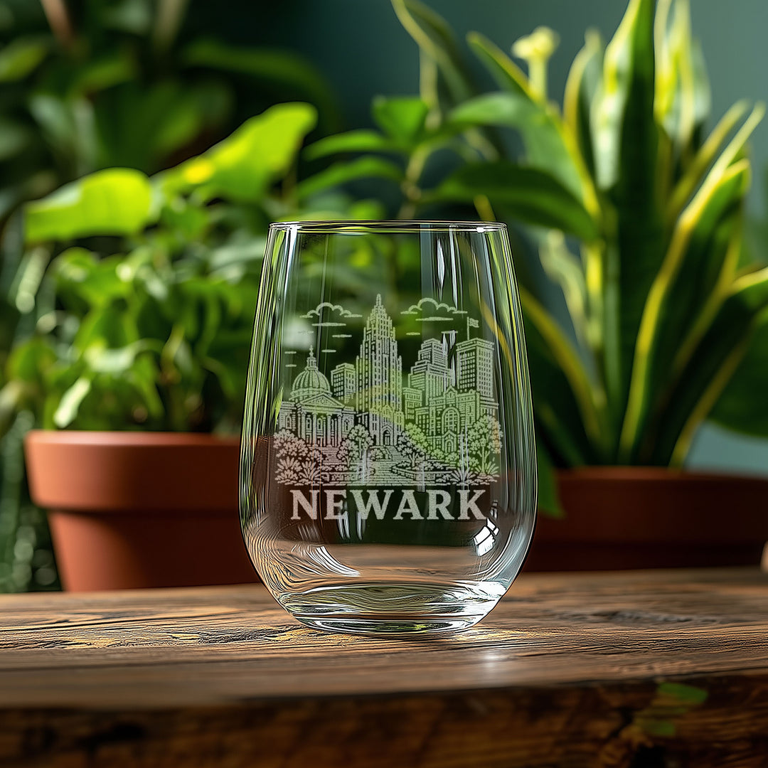 Newark New Jersey Engraved Glass