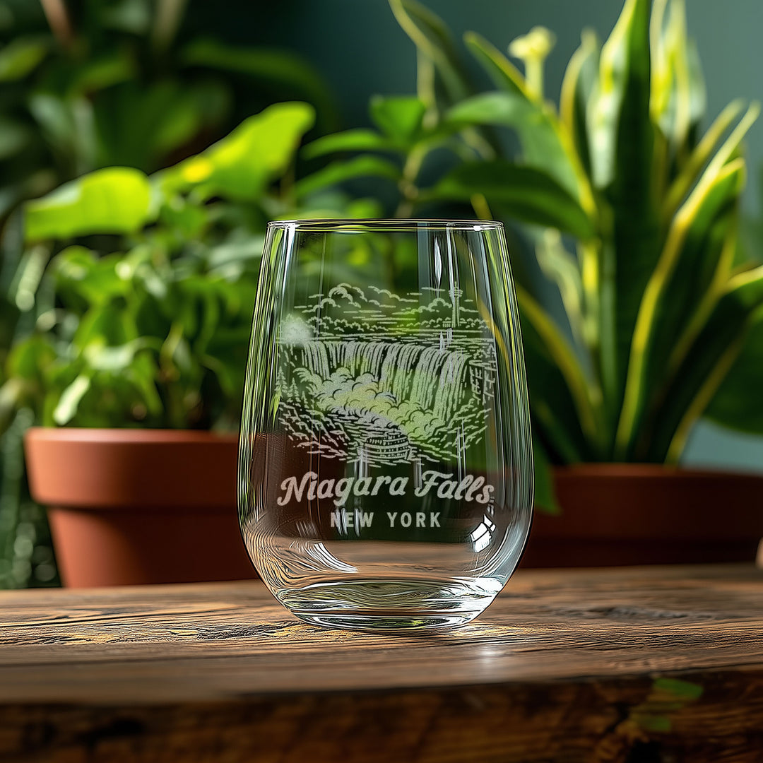 Niagara Falls New York Engraved Glass