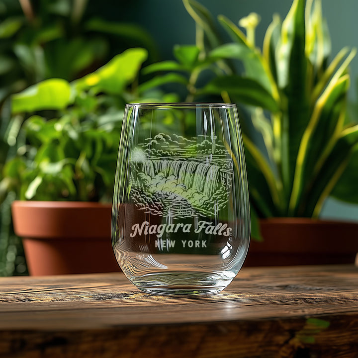 Niagara Falls New York Engraved Glass