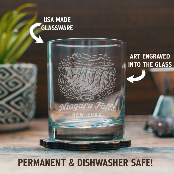 Niagara Falls New York Engraved Glass