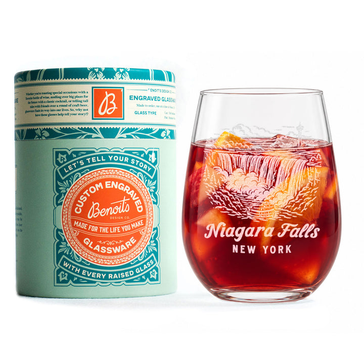 Niagara Falls New York Engraved Glass