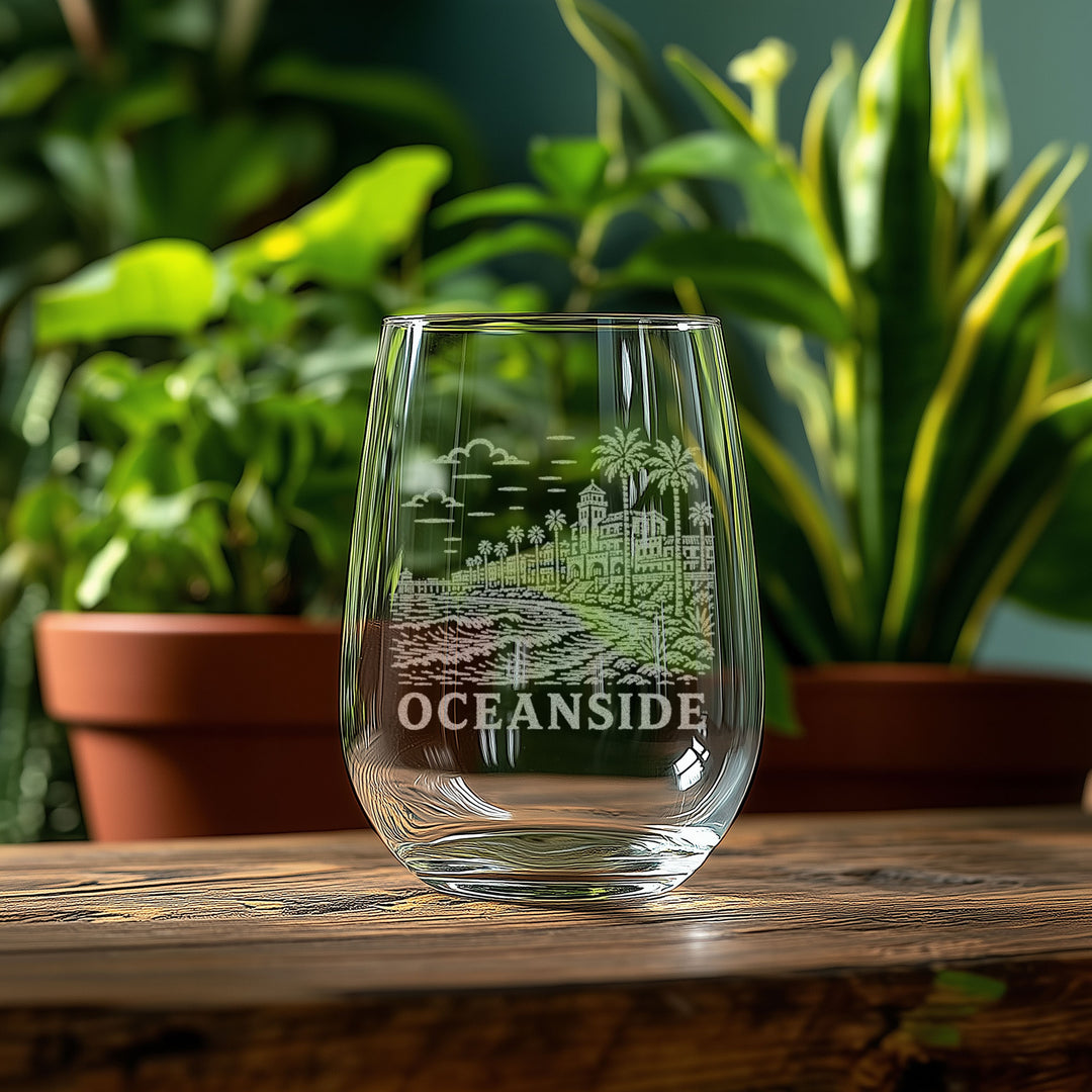 Oceanside California Engraved Glass