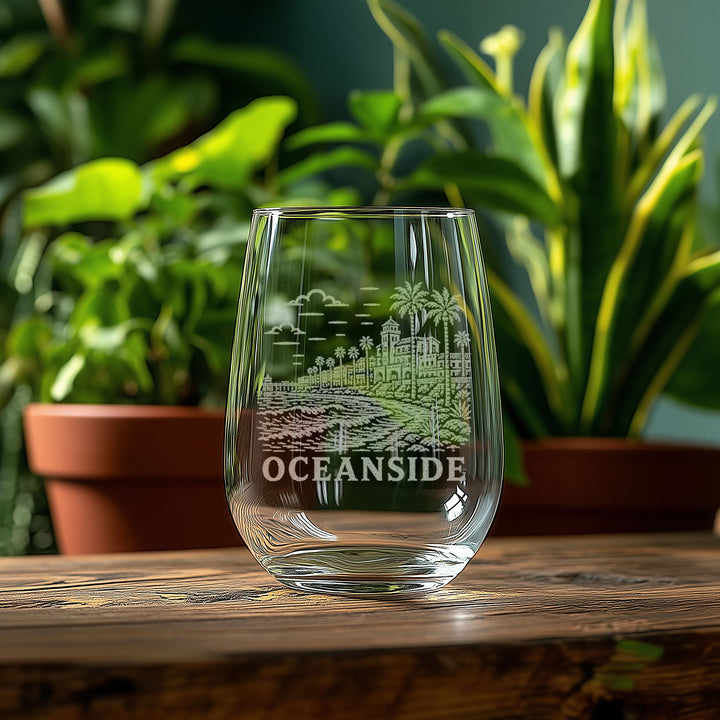 Oceanside California Engraved Glass