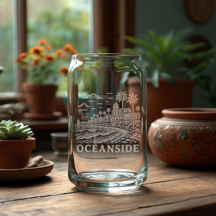 Oceanside California Engraved Glass