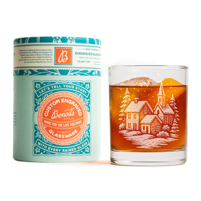Winter Village Scene Glasses