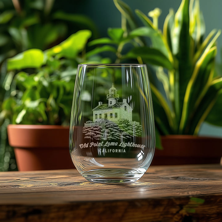 Old Point Loma Lighthouse California Engraved Glass
