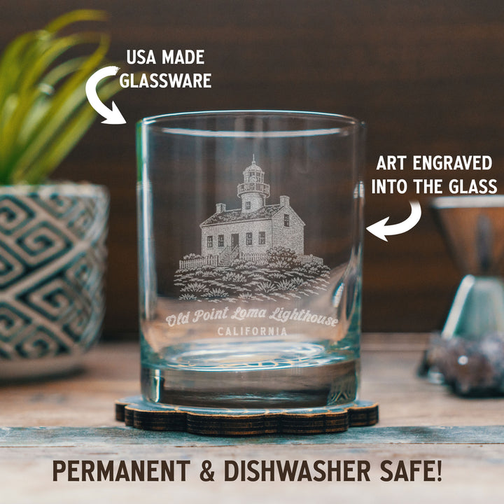 Old Point Loma Lighthouse California Engraved Glass