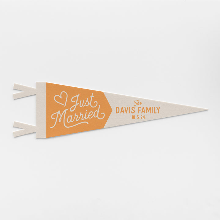 Custom Just Married Wedding Sign Felt Pennant