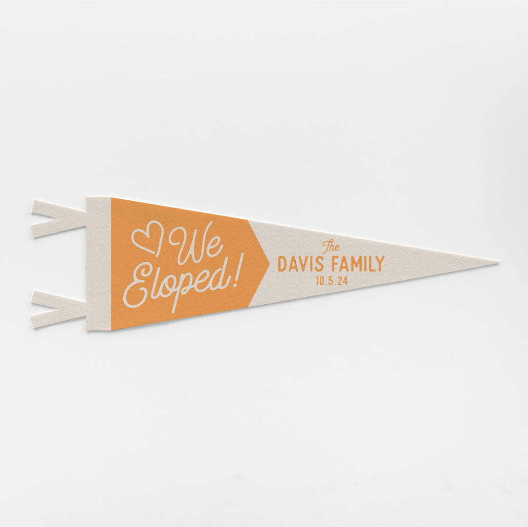 Custom We Eloped Wedding Sign Felt Pennant
