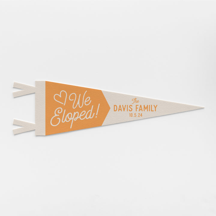 Custom We Eloped Wedding Sign Felt Pennant