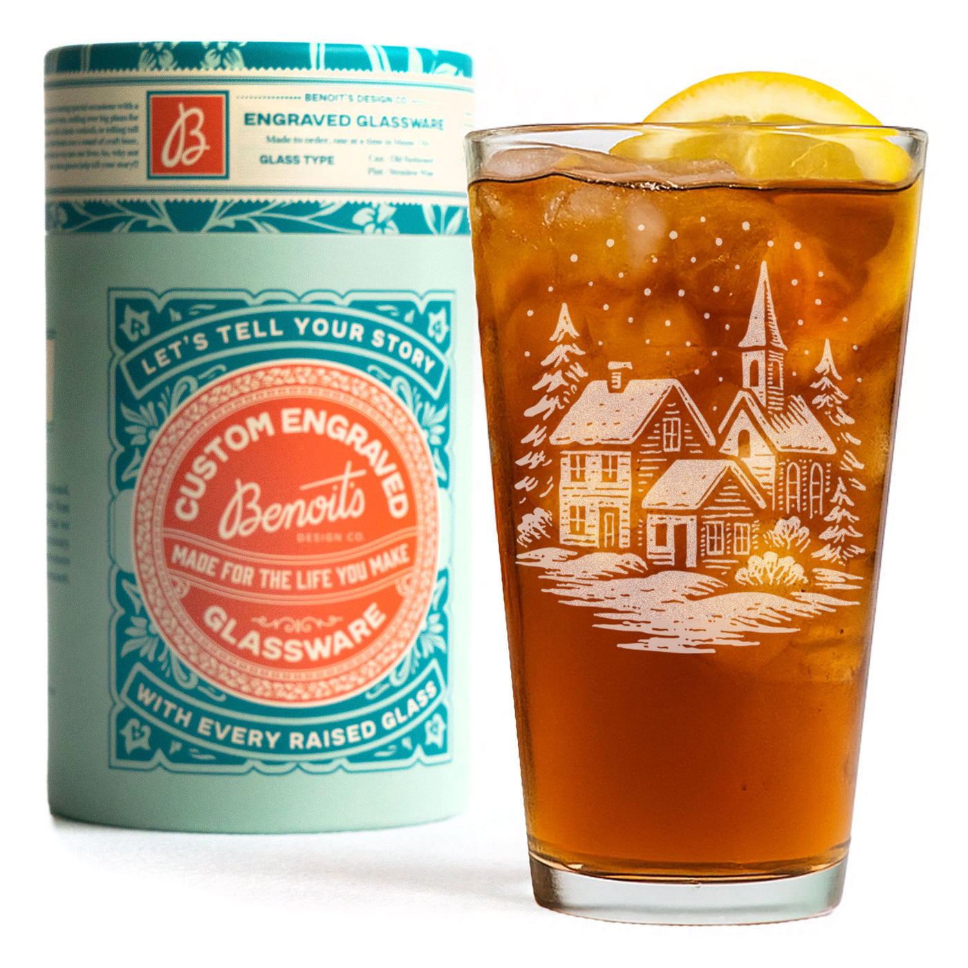 Winter Village Scene Glasses