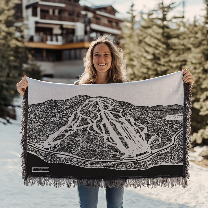 Pleasant Mountain, Maine Ski Trail Map Blankets