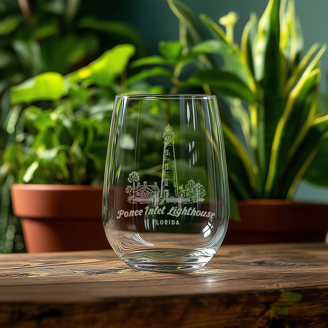 Ponce Inlet Lighthouse Florida Engraved Glass