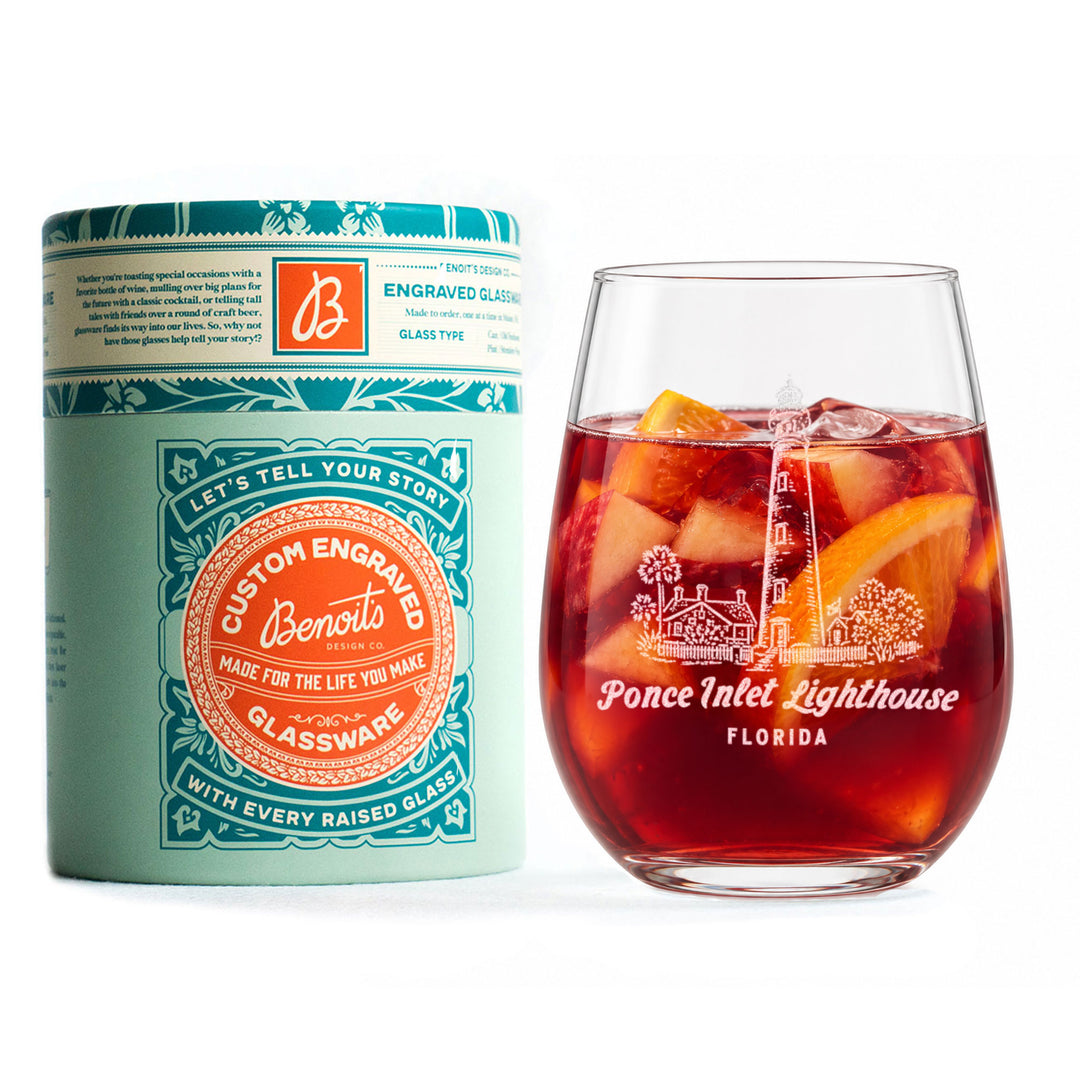 Ponce Inlet Lighthouse Florida Engraved Glass
