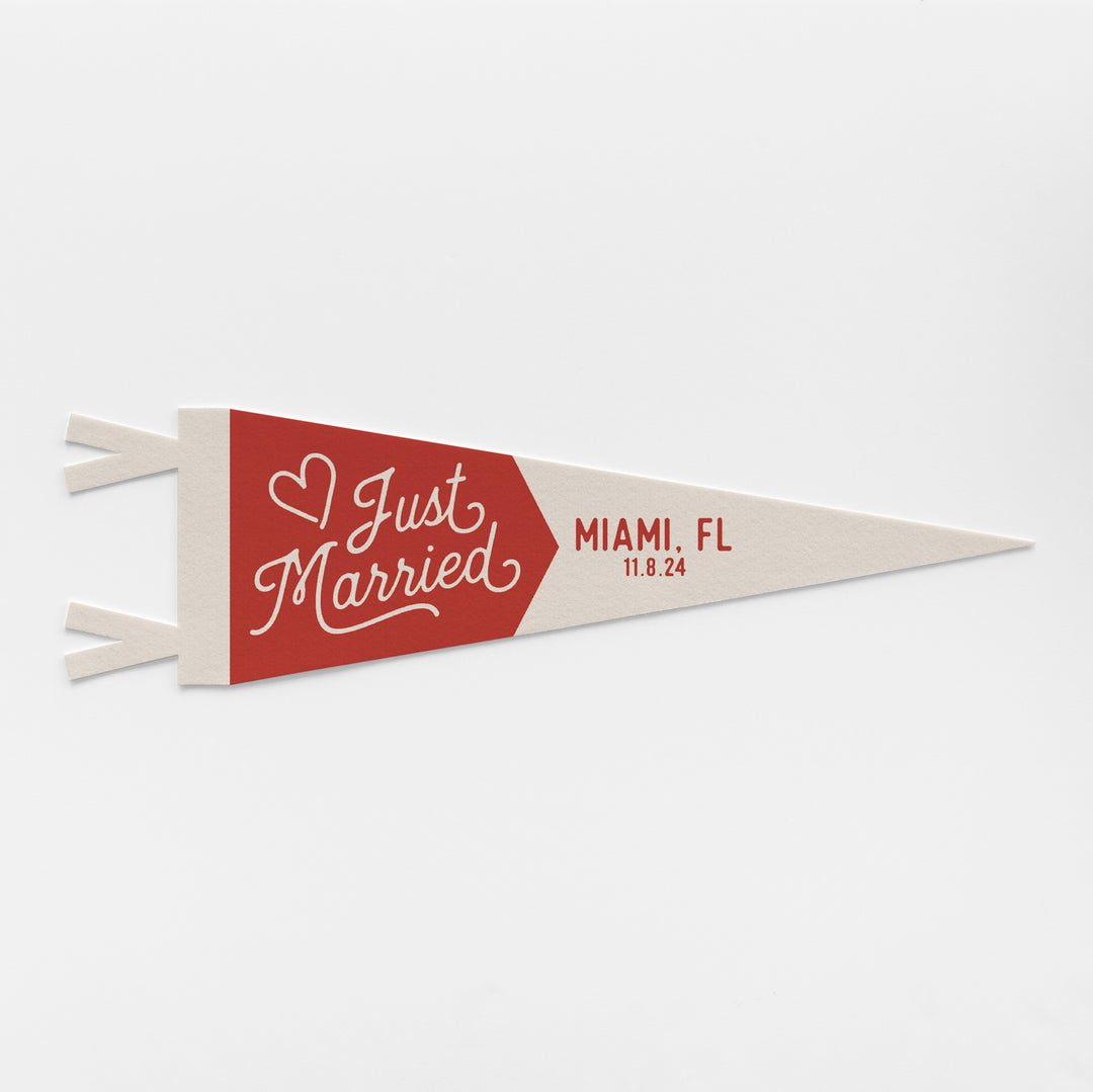 Custom Just Married Wedding Sign Felt Pennant