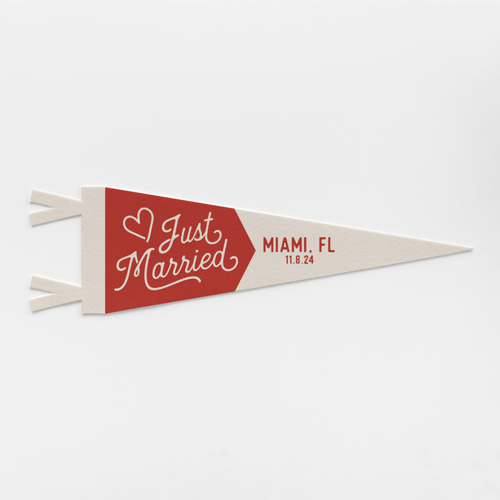 Custom Just Married Wedding Sign Felt Pennant
