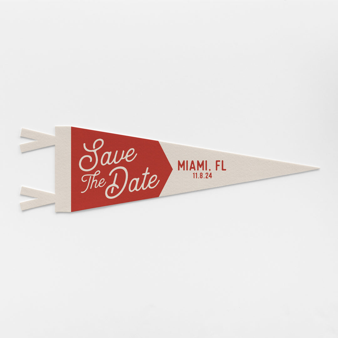 Custom Save The Date Wedding Sign Felt Pennant