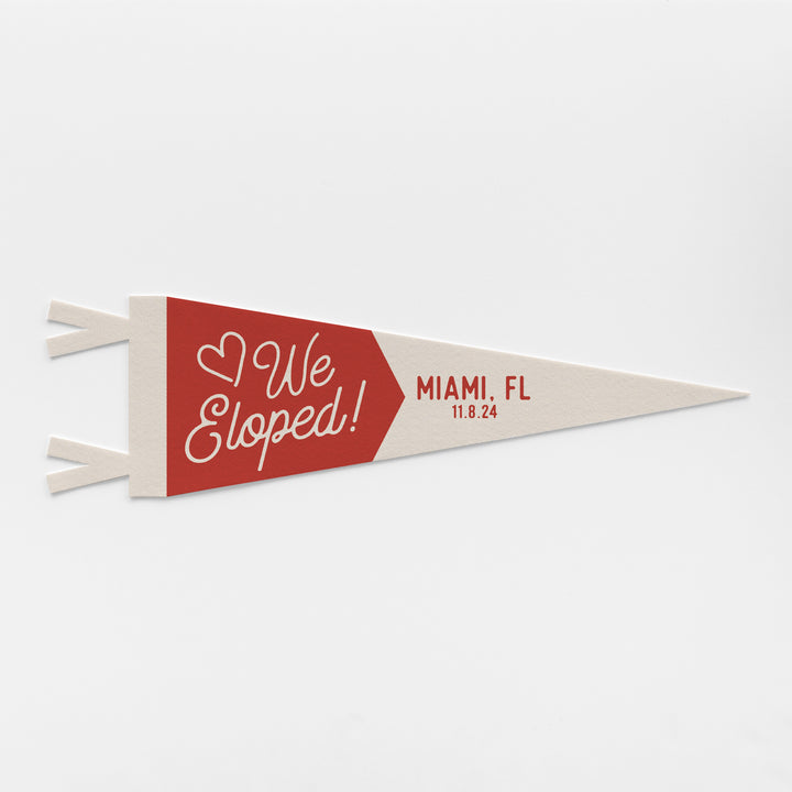 Custom We Eloped Wedding Sign Felt Pennant