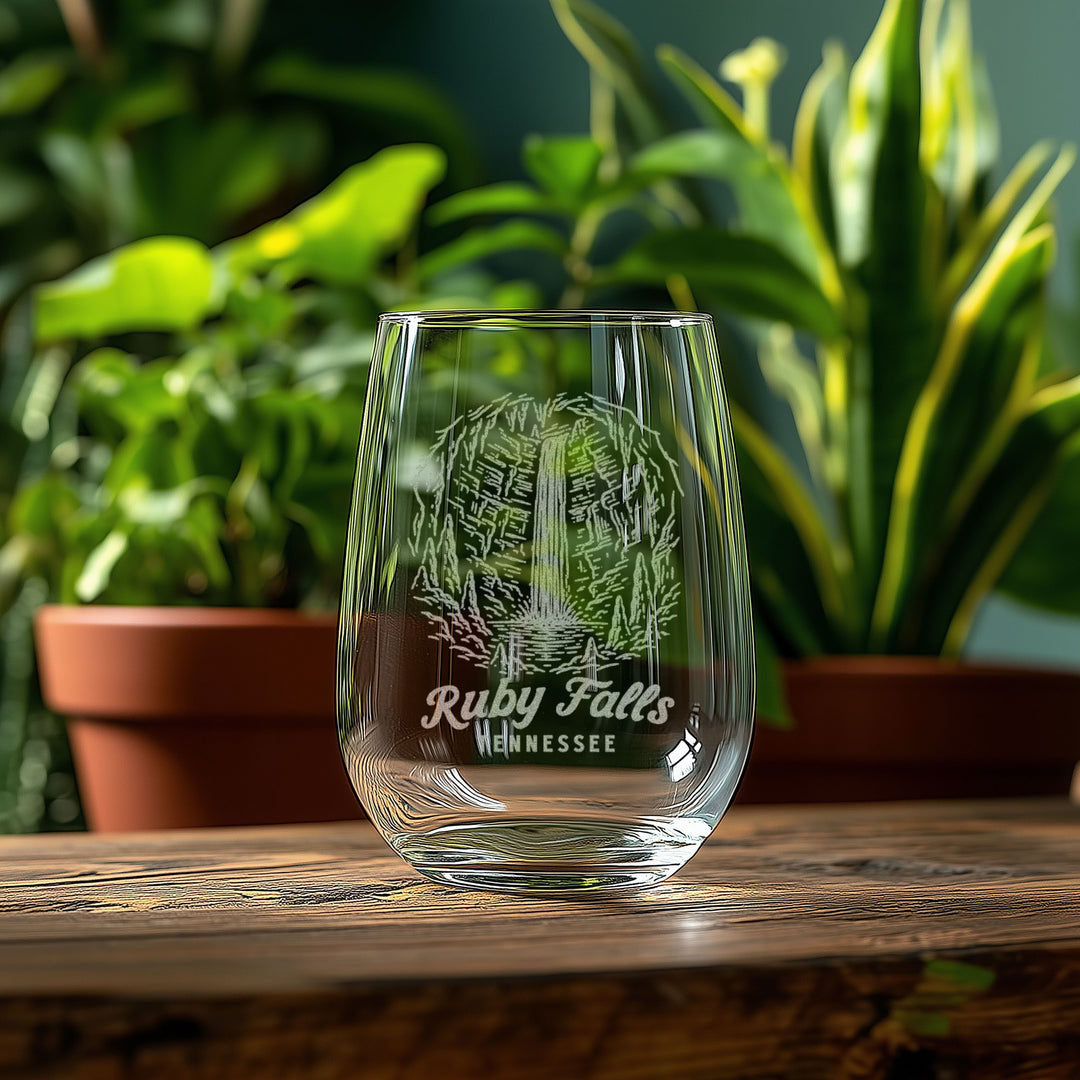 Ruby Falls Engraved Glass