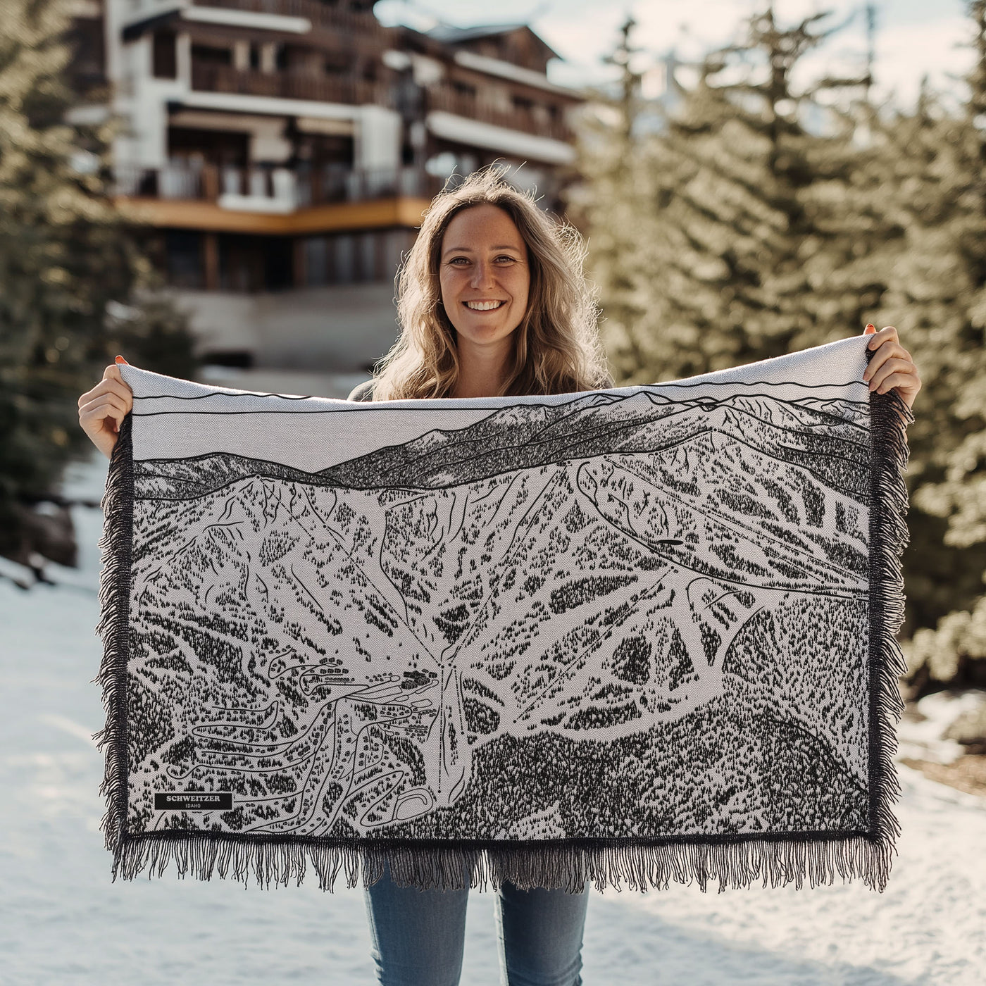 Schweitzer, Idaho Ski Trail Map Blankets