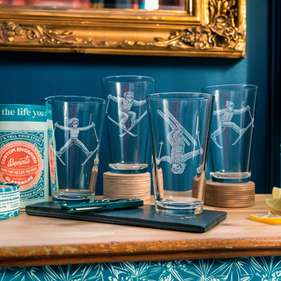 Classic Ski Tricks Glasses Set of 4