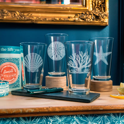 Coastal Sea Life Glasses Set of 4