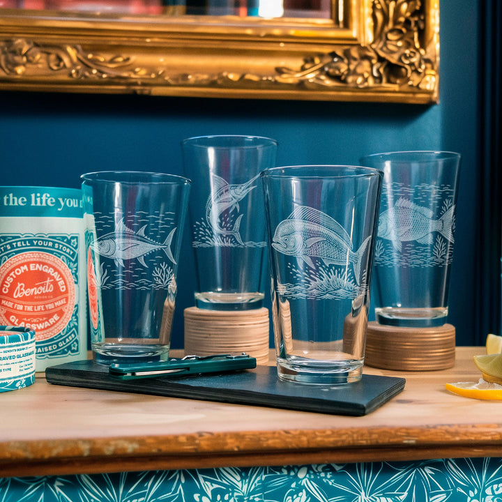 Saltwater Fish Glasses  Set of 4