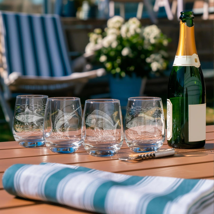 Saltwater Fish Glasses  Set of 4