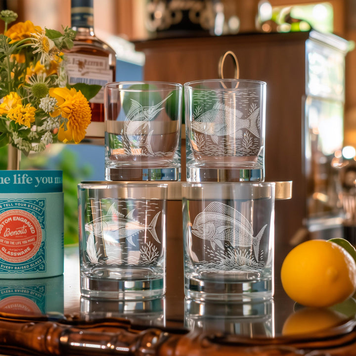 Saltwater Fish Glasses  Set of 4
