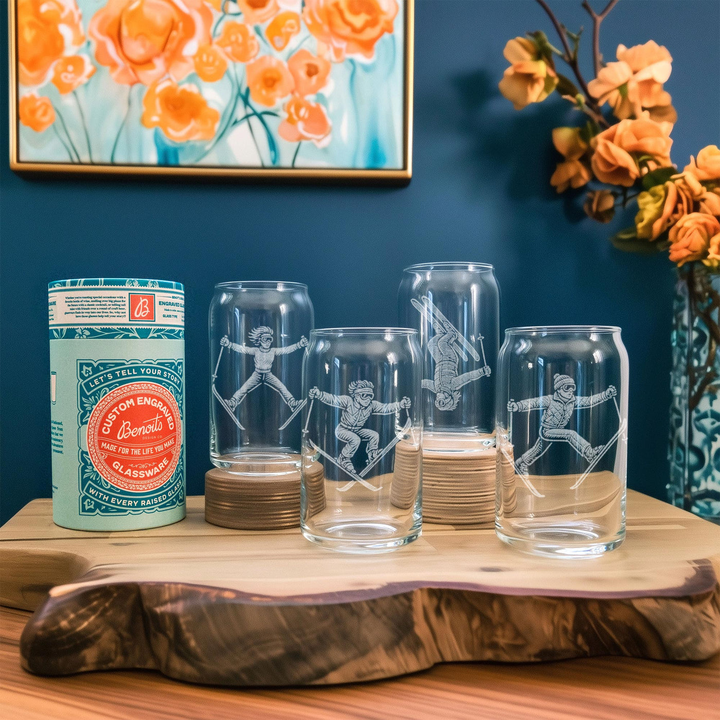 Classic Ski Tricks Glasses Set of 4