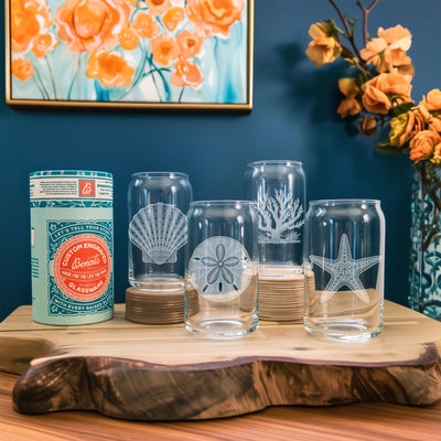 Coastal Sea Life Glasses Set of 4