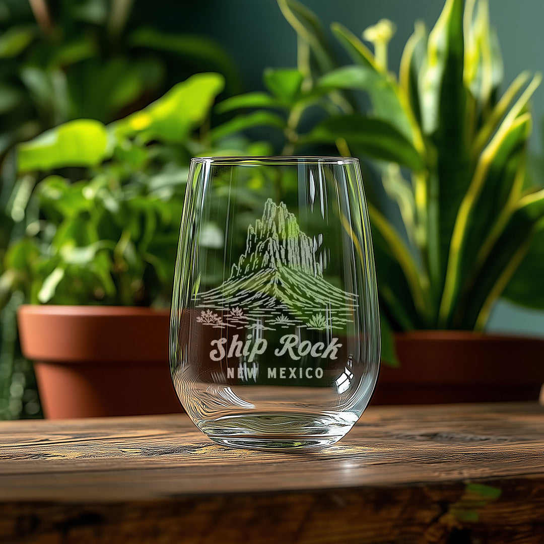 Ship Rock Engraved Glass