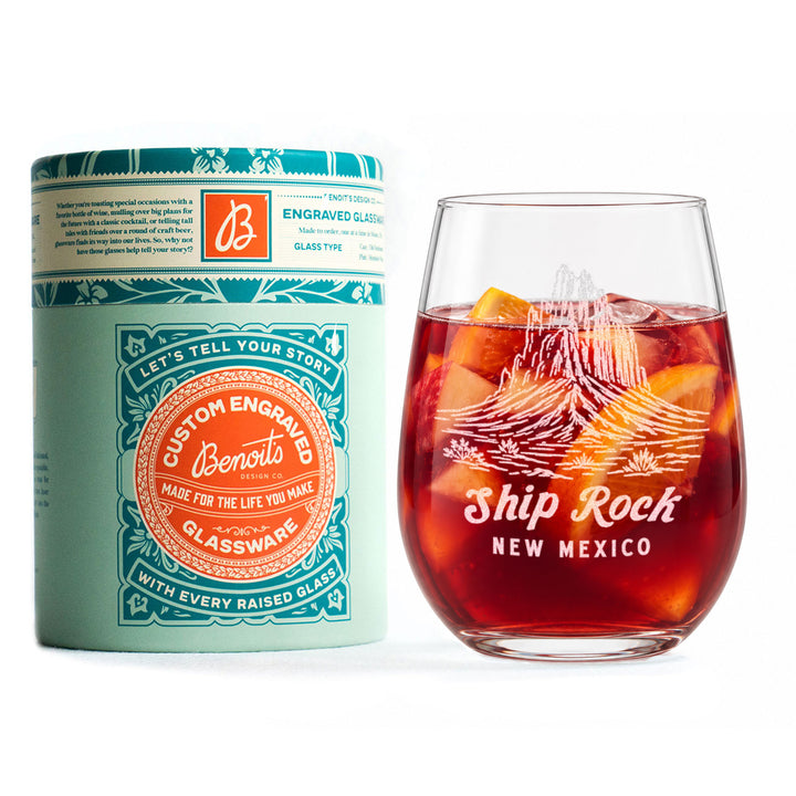 Ship Rock Engraved Glass