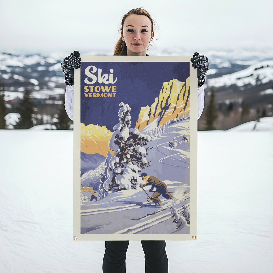 SKI Mountain Felt Banner Blue 24x36