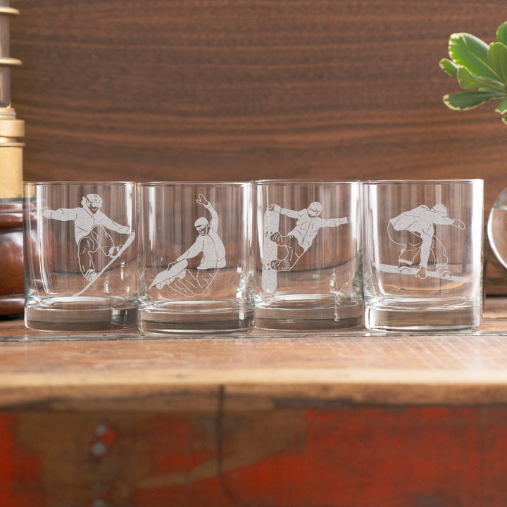 Snowboard Tricks Glasses (Set of 4)