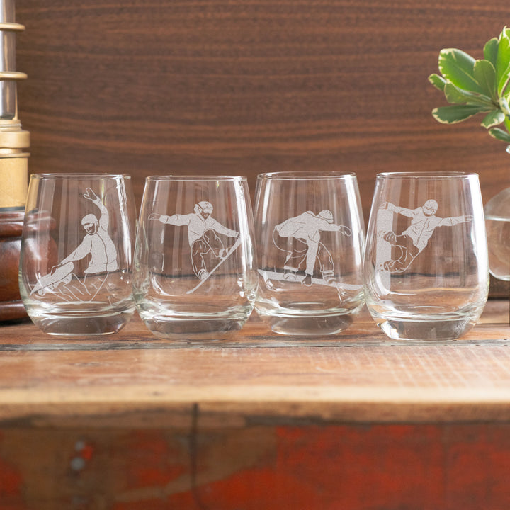 Snowboard Tricks Glasses (Set of 4)