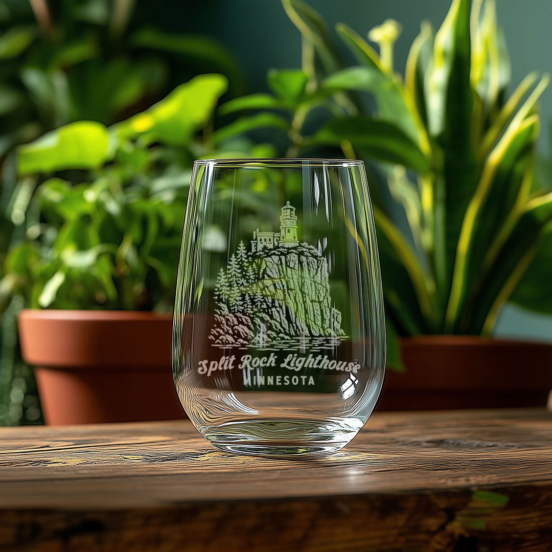 Split Rock Lighthouse Engraved Glass
