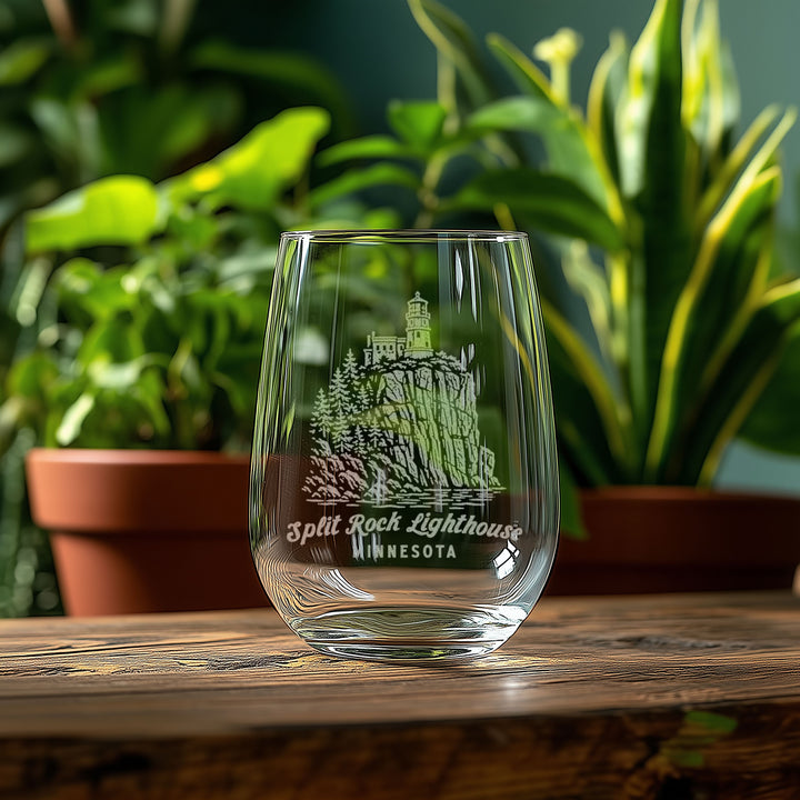 Split Rock Lighthouse Engraved Glass