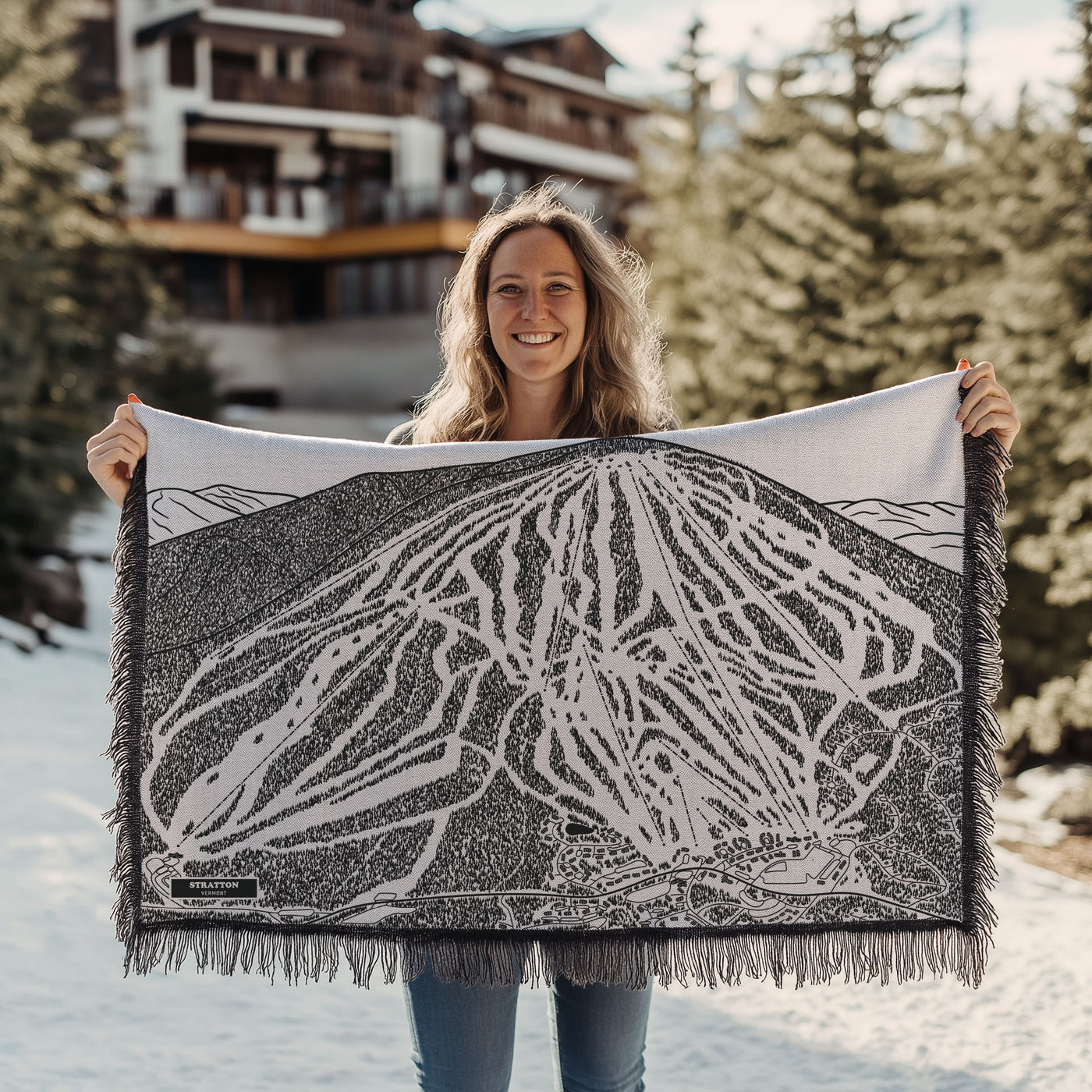 Stratton, Vermont Ski Trail Map Blankets