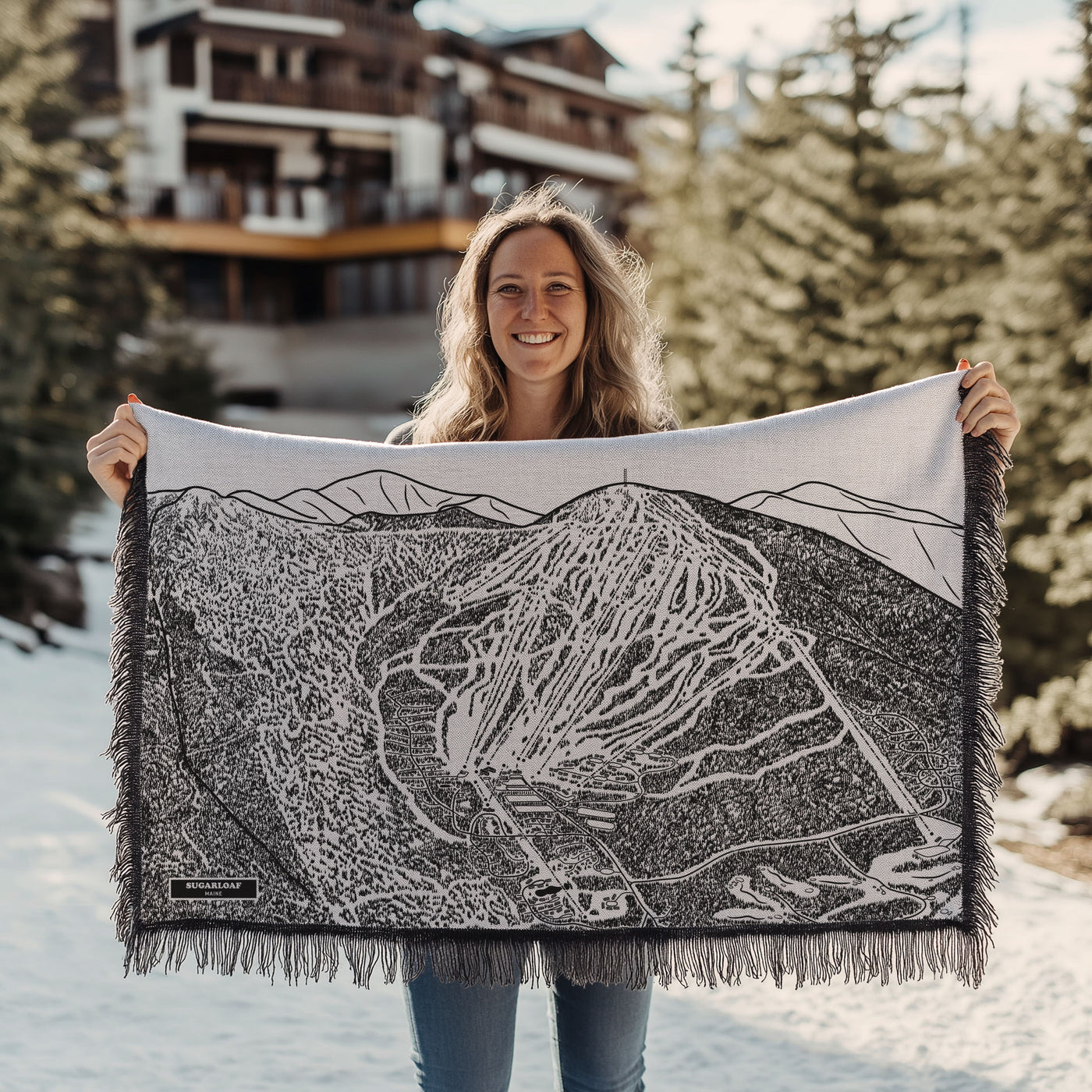 Sugarloaf, Maine Ski Trail Map Blankets