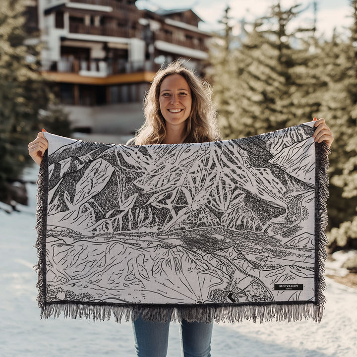 Sun Valley, Idaho Ski Trail Map Blankets