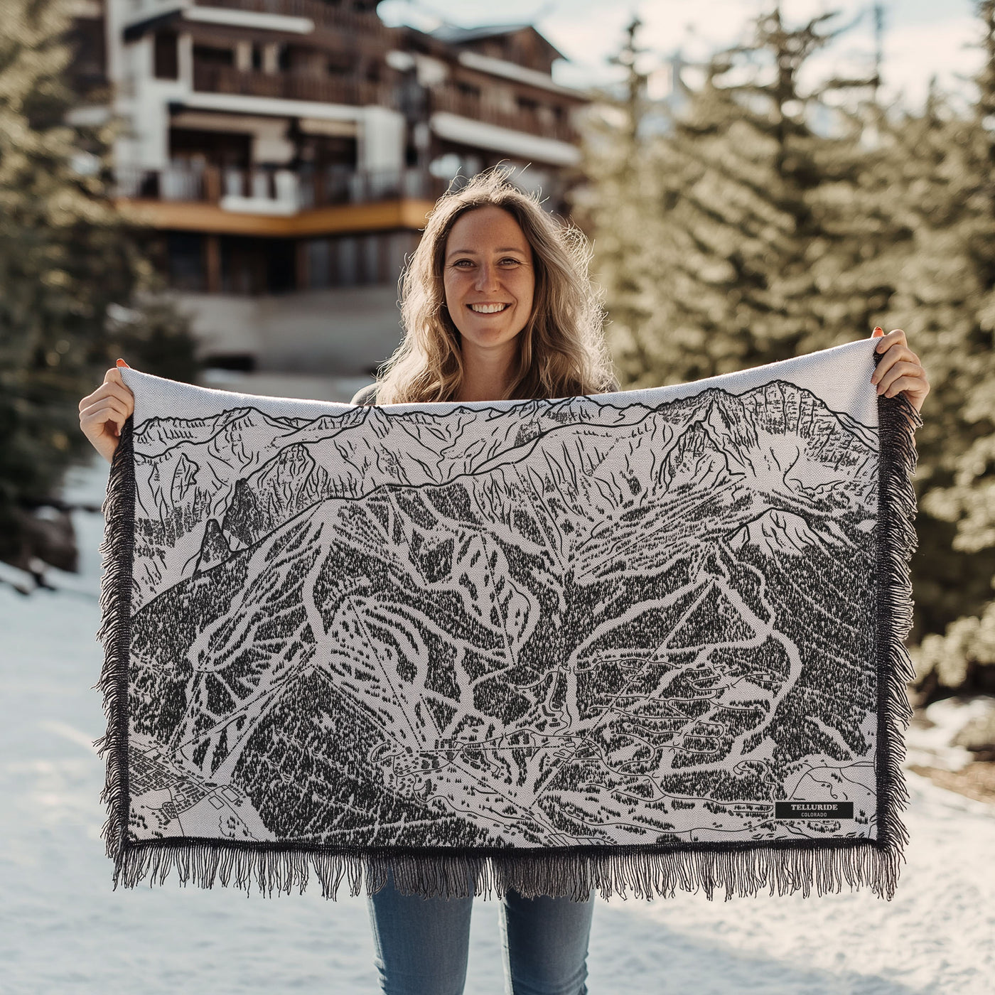 Telluride, Colorado Ski Trail Map Blankets