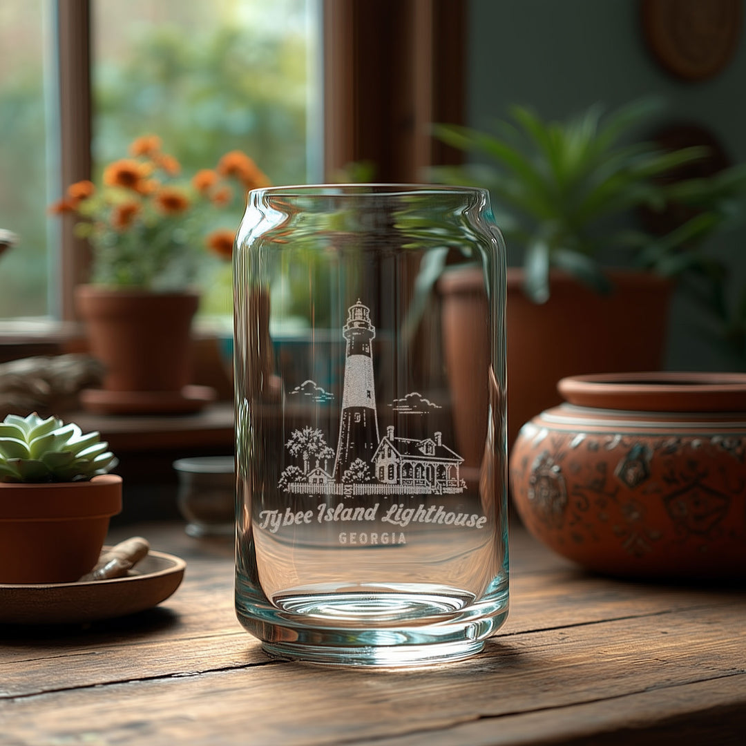 Tybee Island Lighthouse Engraved Glass