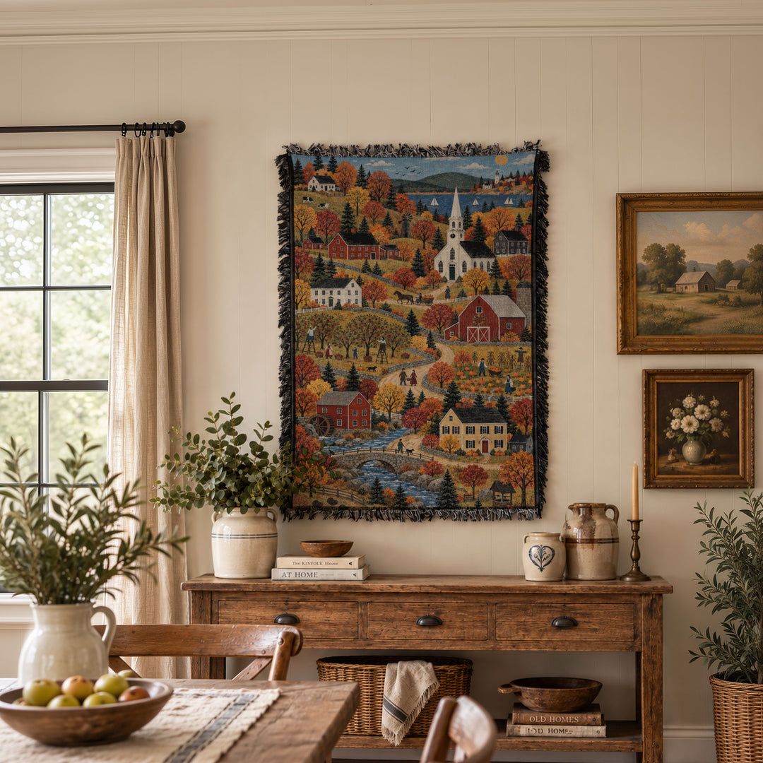 Autumn Folk Art Tapestry