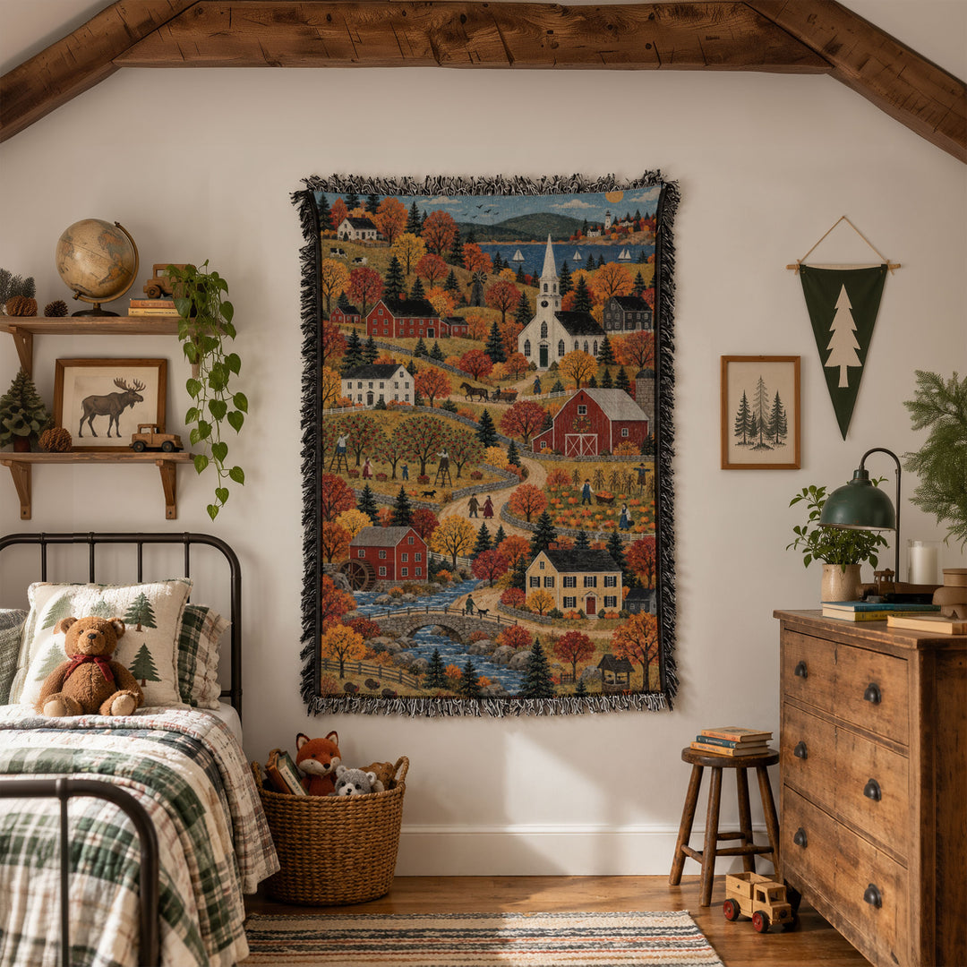 Autumn Folk Art Tapestry