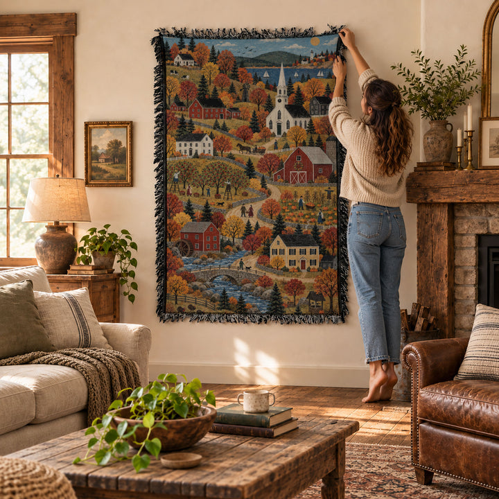 Autumn Folk Art Tapestry