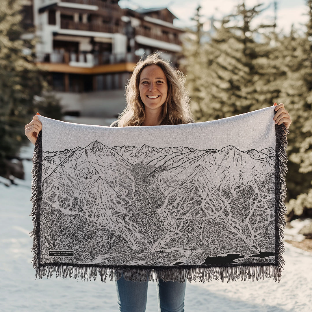 Whistler Blackcomb, British Columbia Ski Trail Map Blankets