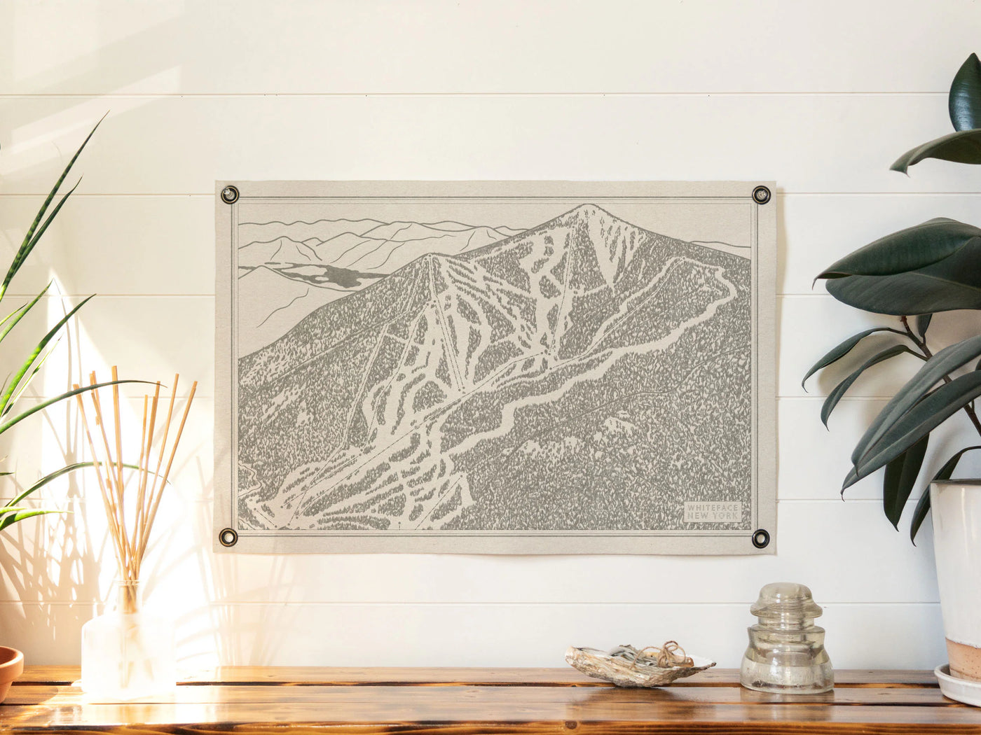 Whiteface New York Mountain Trail Map Felt Poster Banner