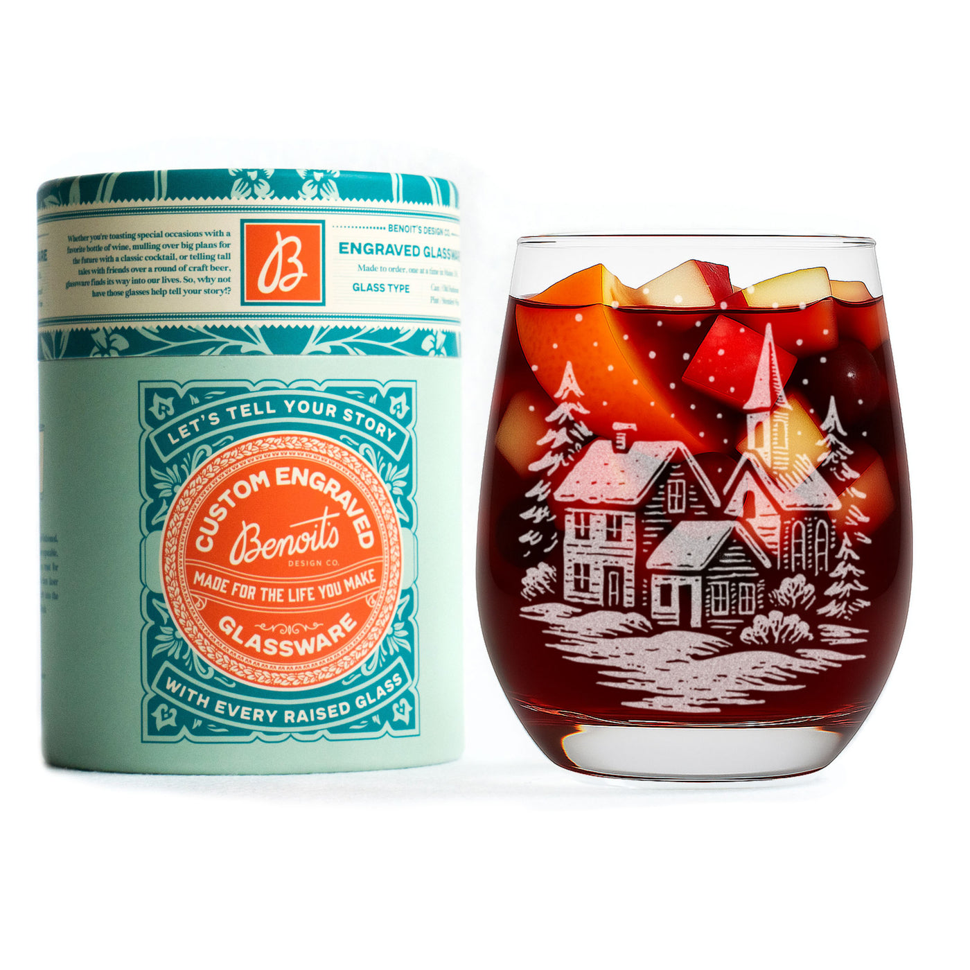 Winter Village Scene Glasses