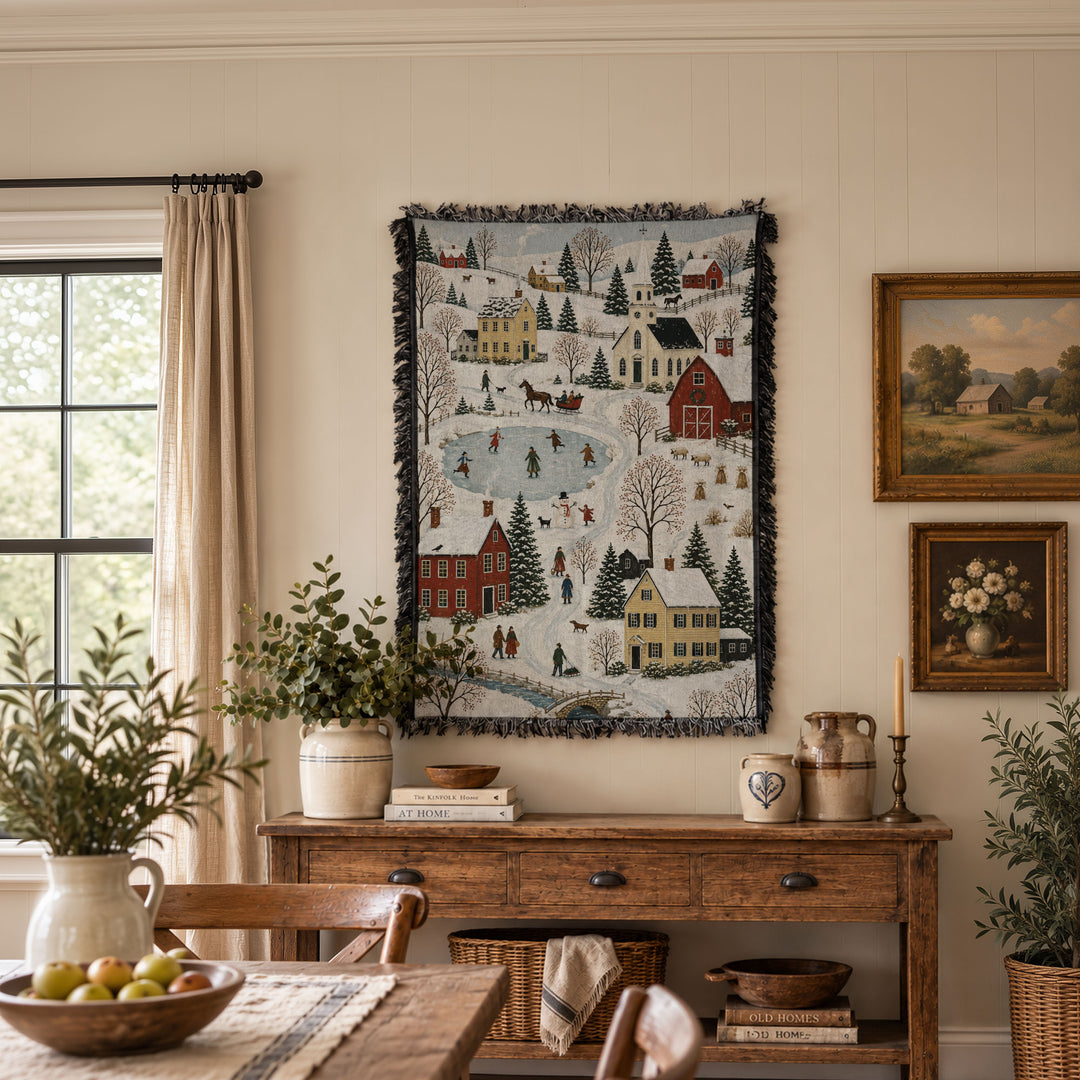 Winter Folk Art Tapestry